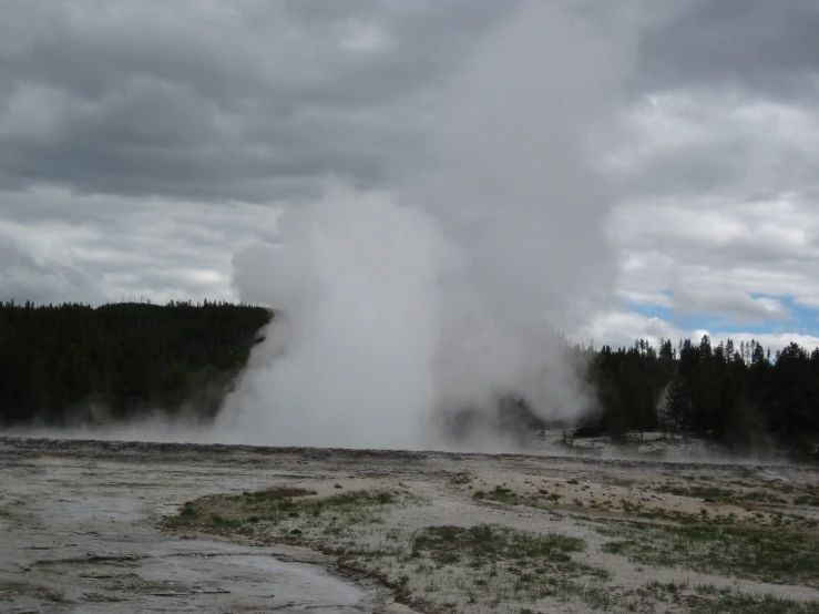 the steam is coming out of the ground