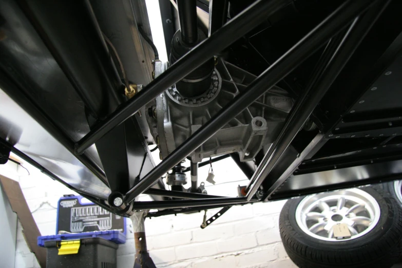 the upper and bottom of a vehicle is shown from below