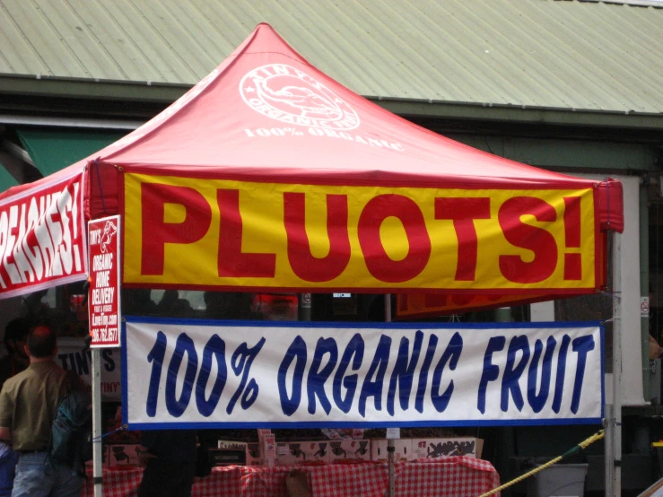 this is a sign saying organic fruit