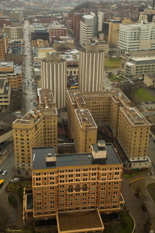 a city with several buildings near each other