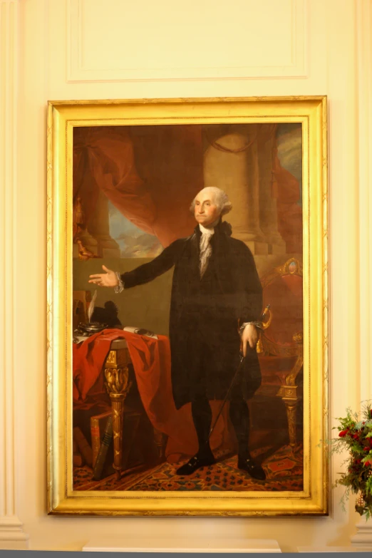 a painting of thomas washington holding his right arm out