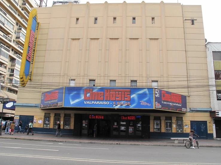 a large building with some signage on it