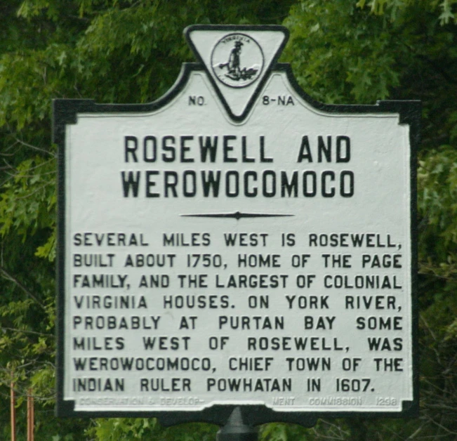 the historical sign for rosewell and weedcooco