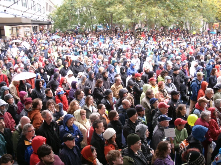 an outdoor event is full of people outside