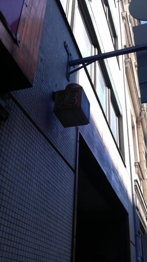 a storefront with the back wall painted blue