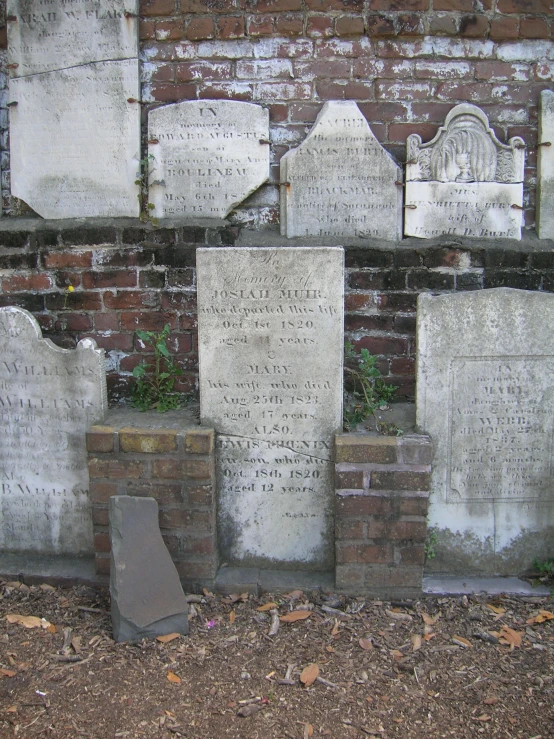 a cemetery with a wall and graves