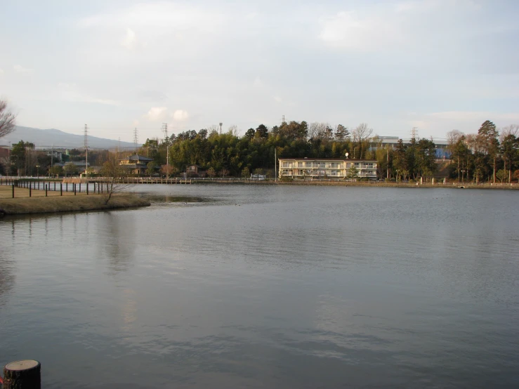 a body of water next to a large body of water