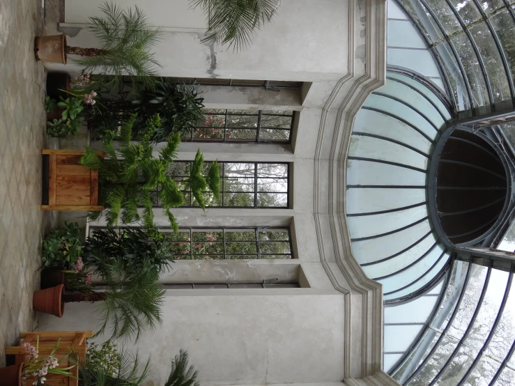 inside of the glass room with lots of windows