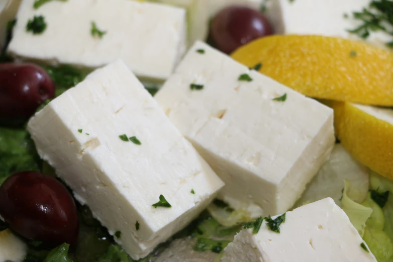 tofu, cheese and fruit are mixed together