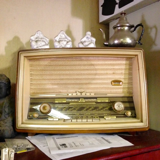the radio is left out on the desk for people to hear