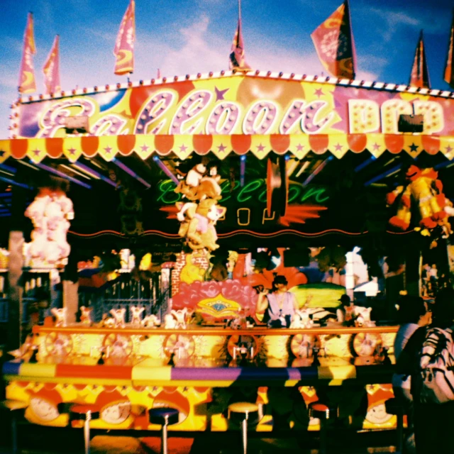 carnival rides decorated with many different themes