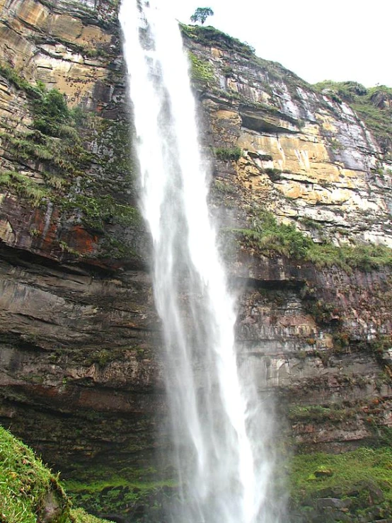 a view of a large waterfall with water on it