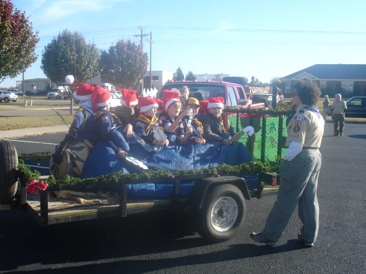 a trailer with a bunch of people in it