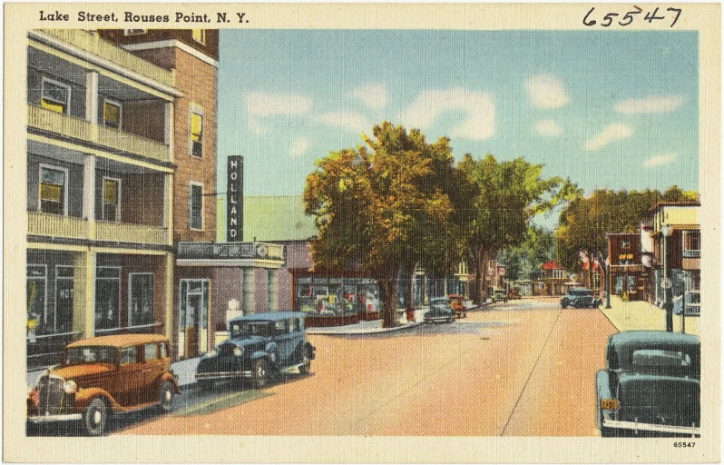 an old po shows the streets of a small town