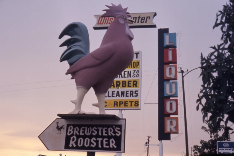 large outdoor sign advertising rooster and alegers