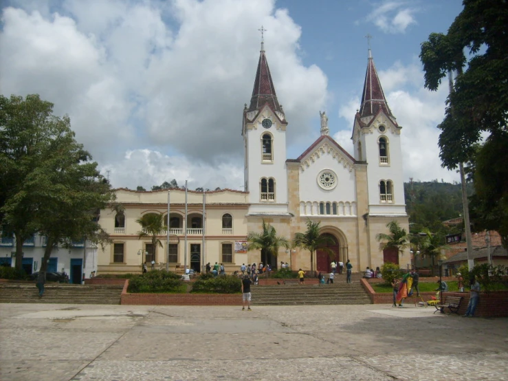 there is a very large church that has two spires