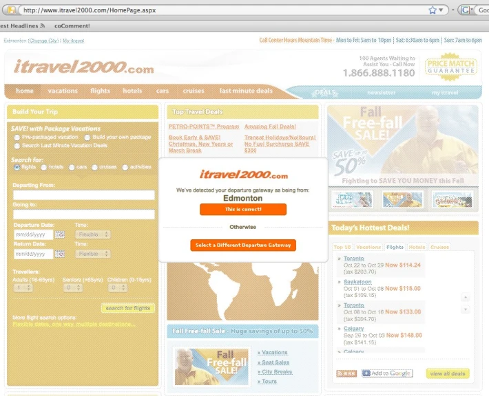 a screen capture shows a page that is filled with information about travels