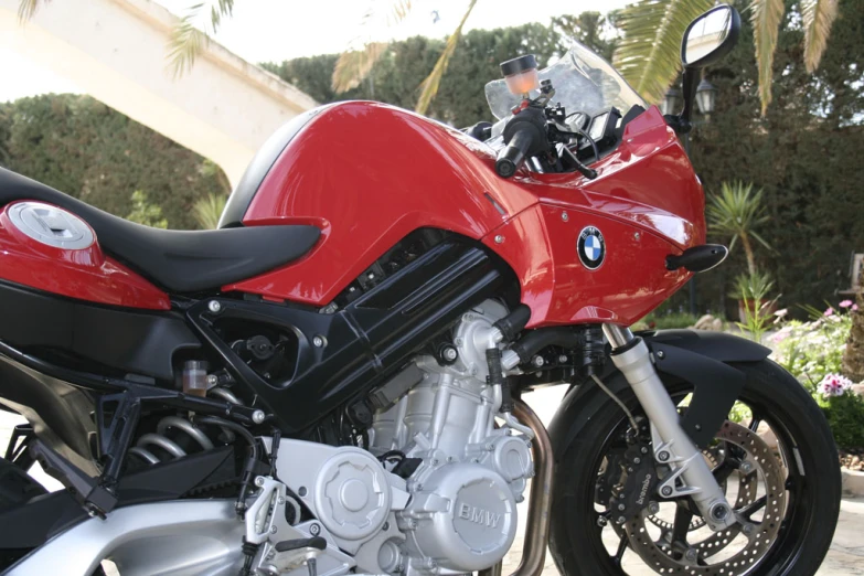 the close up of a parked motorcycle