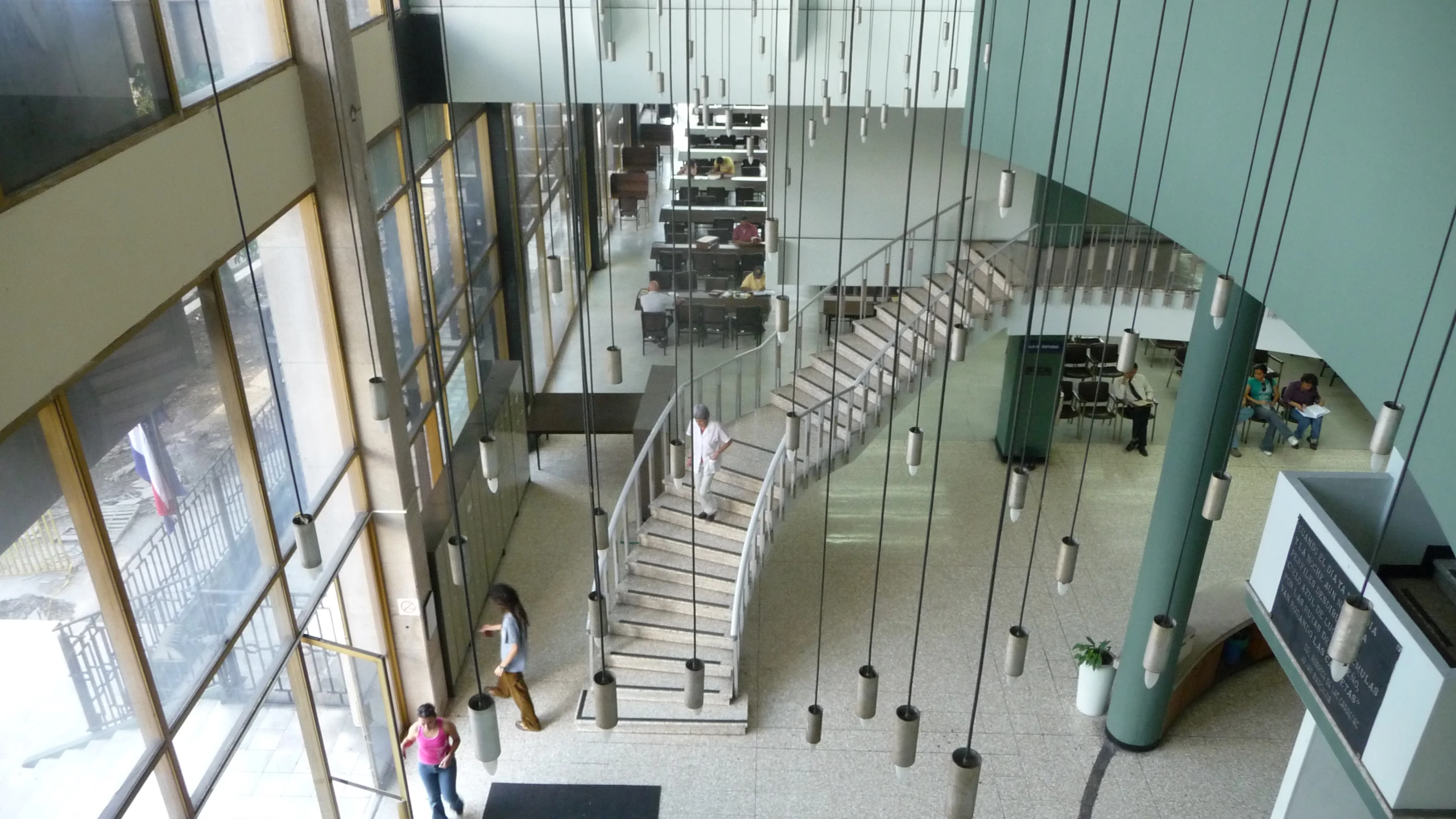 view down from third story of building with stairs