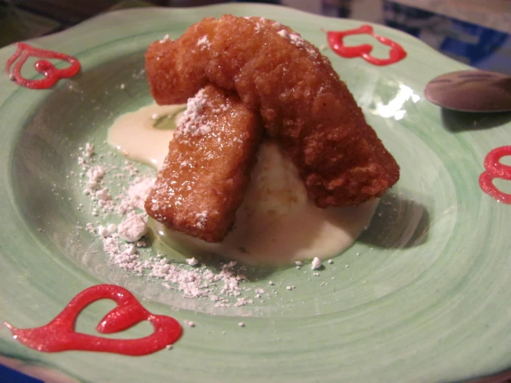 dessert items sit on plate with red numbers in center