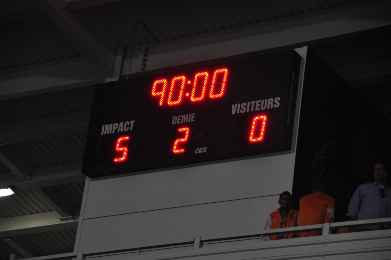 a large electronic clock showing the time at the end of an event