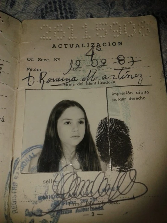 an old po of a girl on a passport