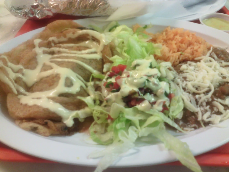 a plate of food is sitting on a table