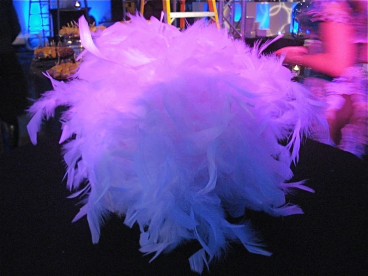 this is purple feathers on a table