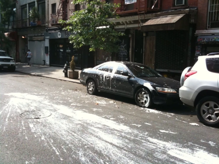 a car parked on the side of a road