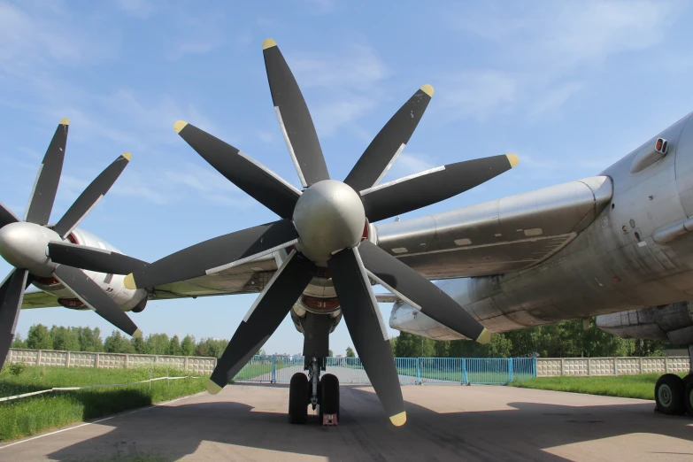 an airplane propeller in an airport runway