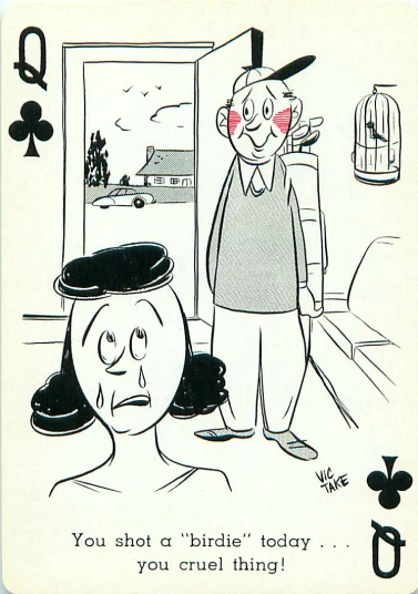a card that is showing a cartoon man and woman
