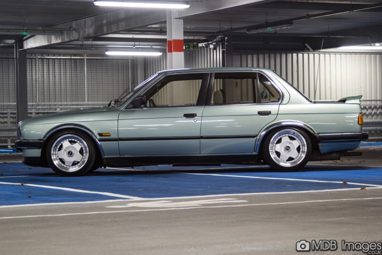 the car is parked in the parking garage