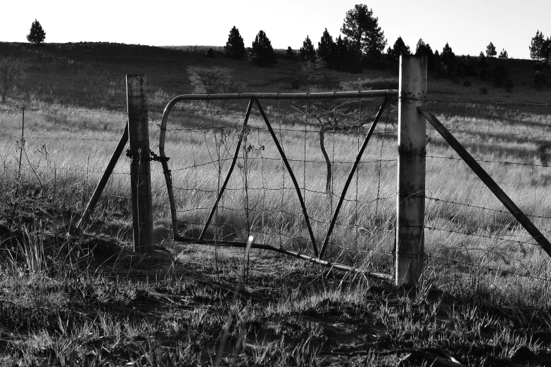 there is a fence that has been installed in the field