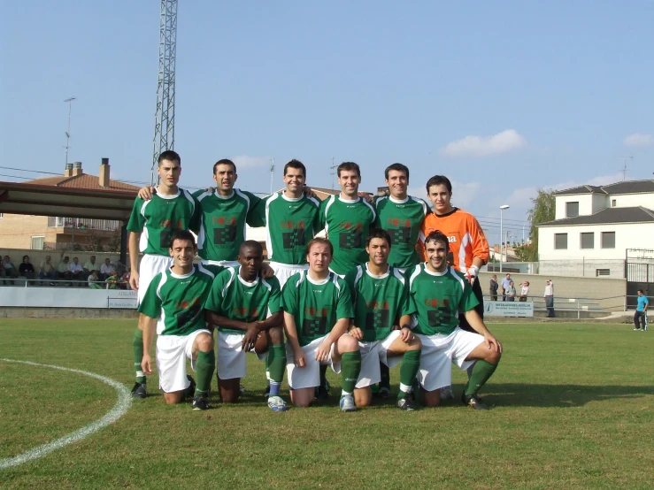 soccer team on the field posing for a team picture