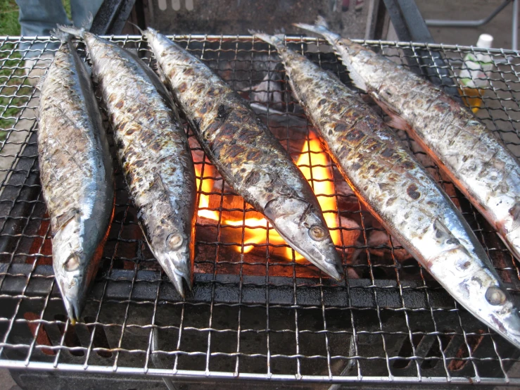 fish cooking on the grill to be cooked