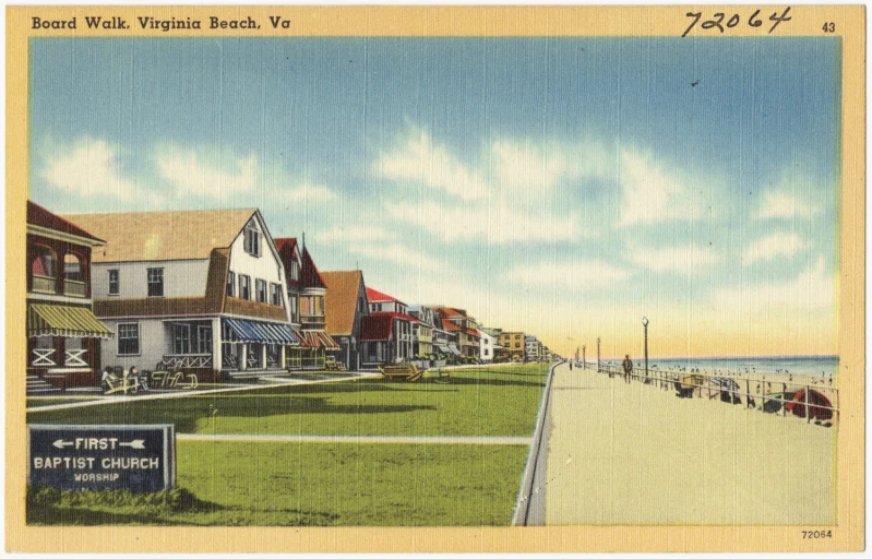 a postcard that looks like an old postcard with beach houses