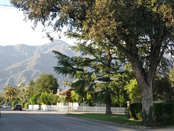 a beautiful view of the mountain range from the road