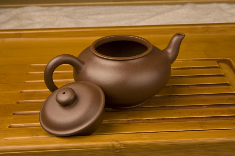 the ceramic teapot and cover are brown