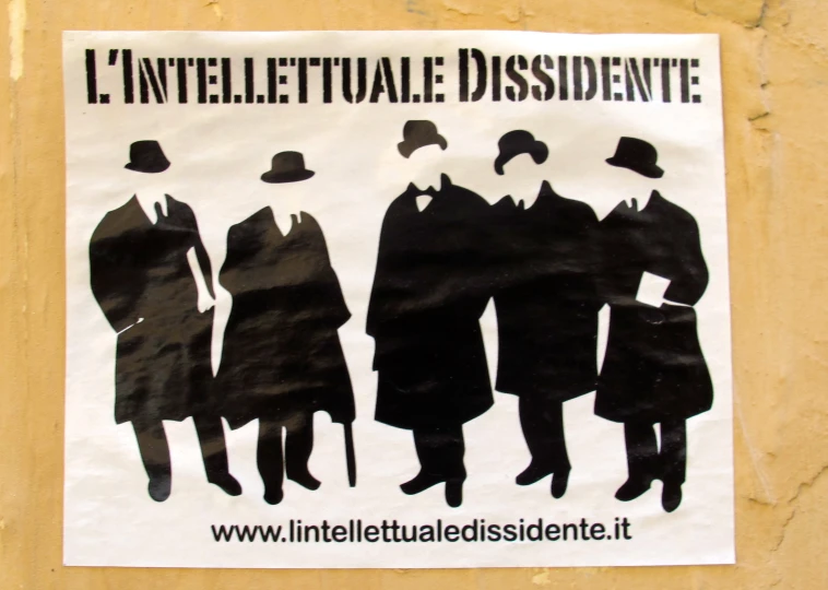 a poster depicting a gang of men and women with hats on
