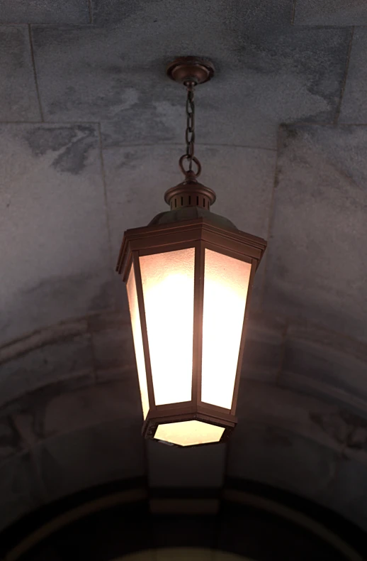 a large light hanging from the ceiling of a building