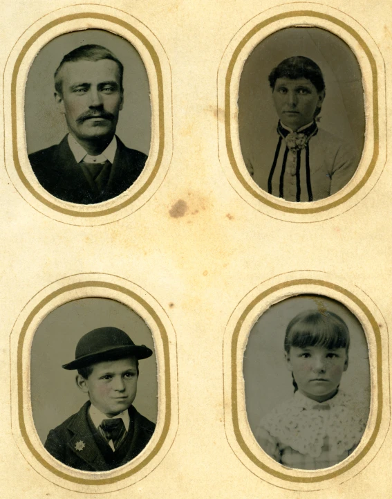 a series of four vintage pographs of people in hats