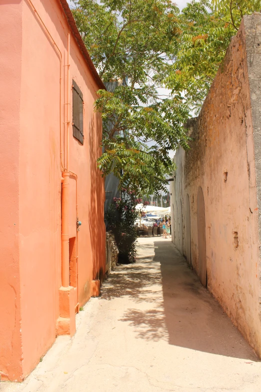 this is a view of an alley in a town