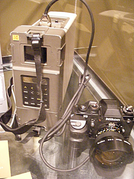 the camera is on display, along with other equipment