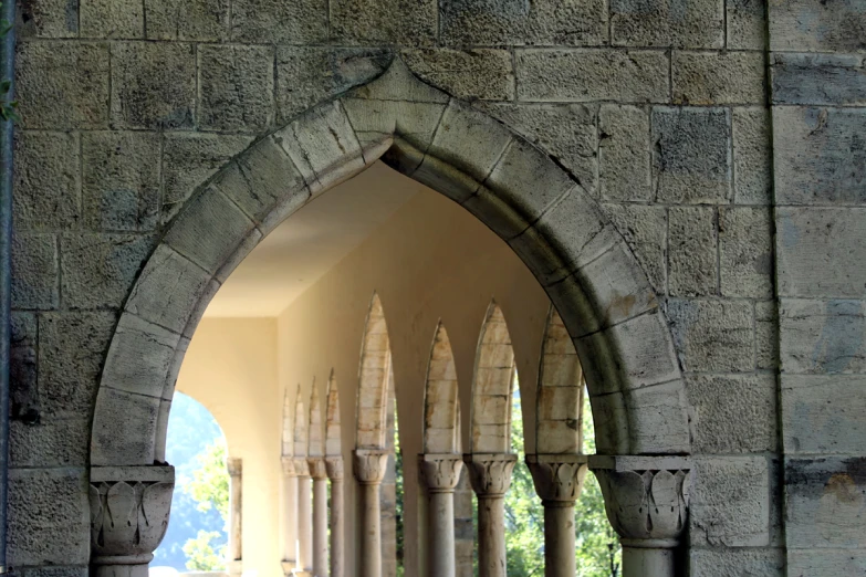 a view of a door with a small arch in the middle