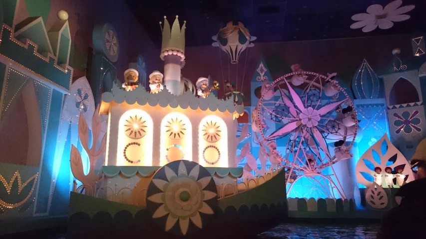a big display with an elaborate carnival float inside