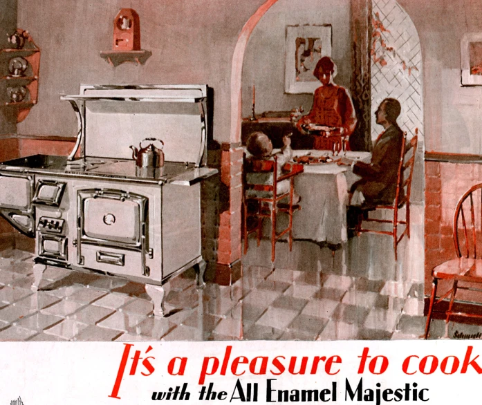 a poster from an old time kitchen ad for cooking,