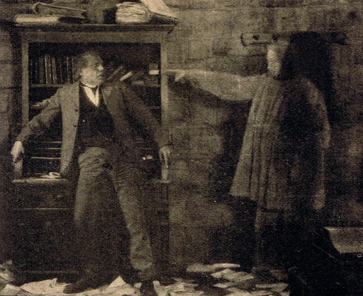 an old pograph of two people in an interior