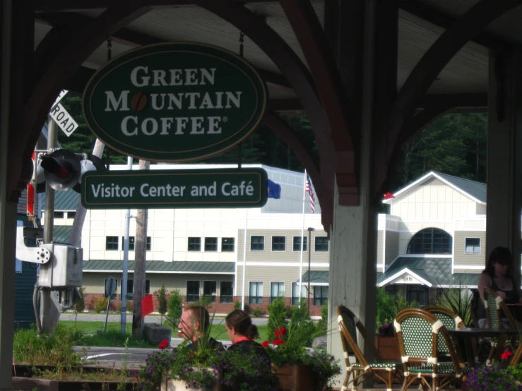 view of a street sign for a coffee shop