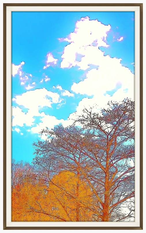 an image of an old church tower and trees