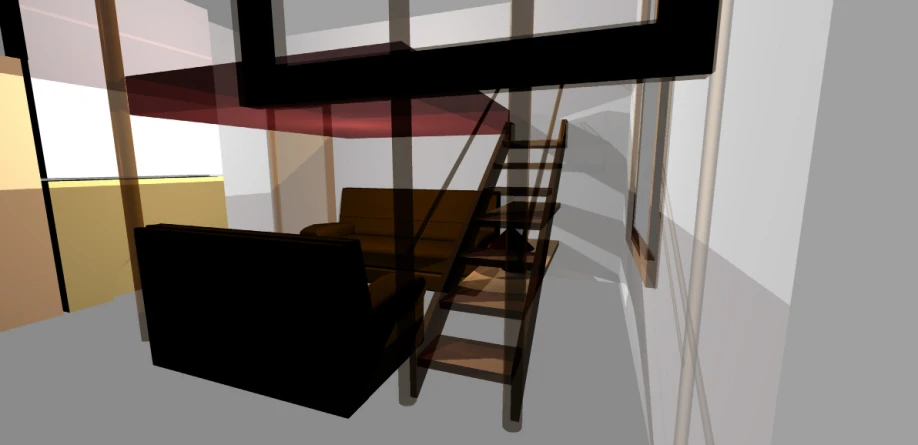 an animated view of a ladder and television